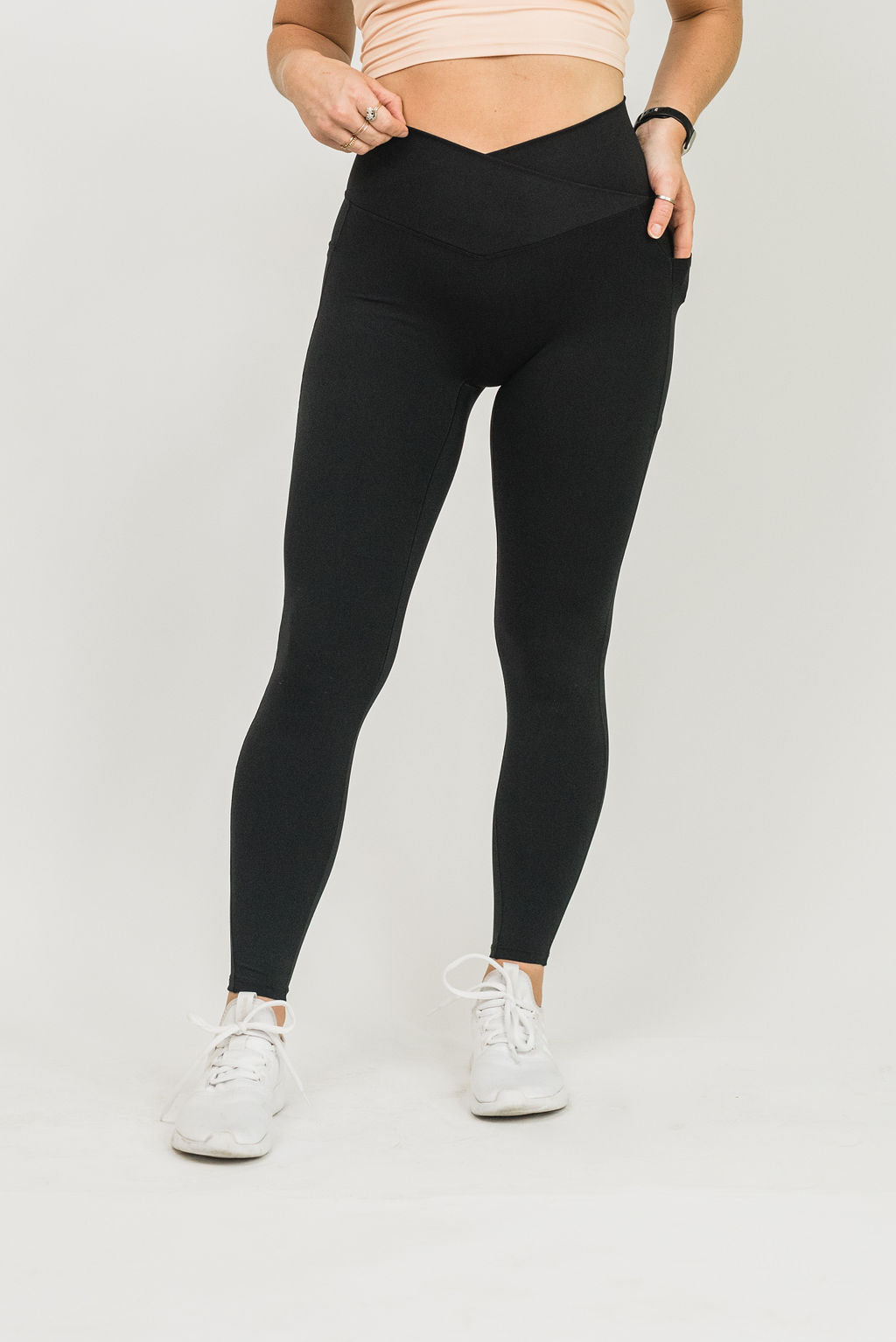 Buy MOOSLOVER Women V Cross Waist Butt Lifting Leggings with Pockets High  Waisted Yoga Pants, #1 Black, Medium at Amazon.in